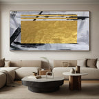 “Grey - Gold Abstract with Bold Brushstrokes” - Modern Abstract Painting On Canvas PS0292