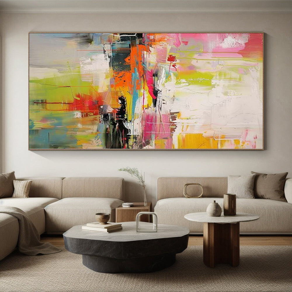 “Colorful Abstract Chaos of a Summer Day” - Energetic Abstract Painting On Canvas PS0238