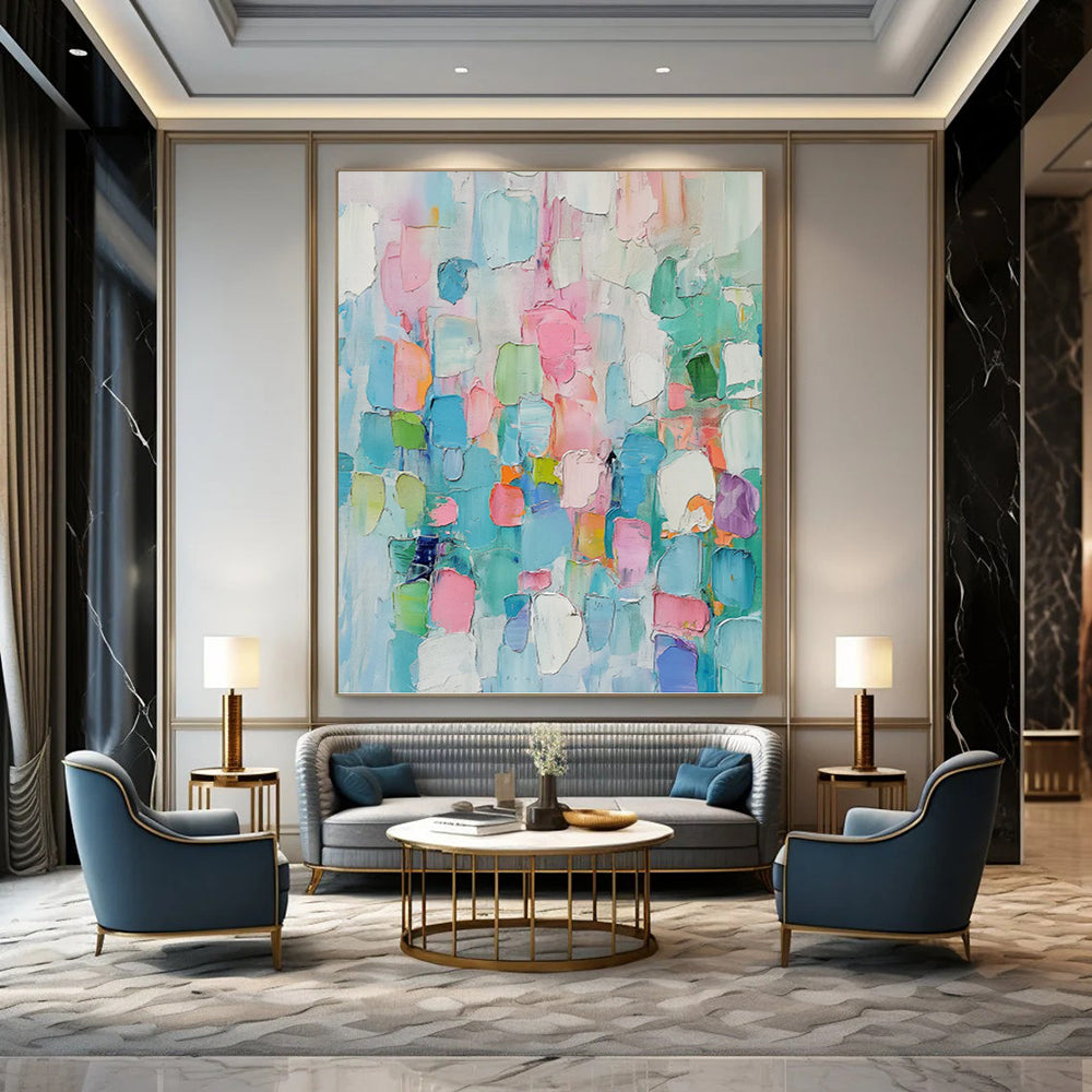 “Pastel Color Block Abstract” - Modernist Color Field Painting On Canvas PT0997