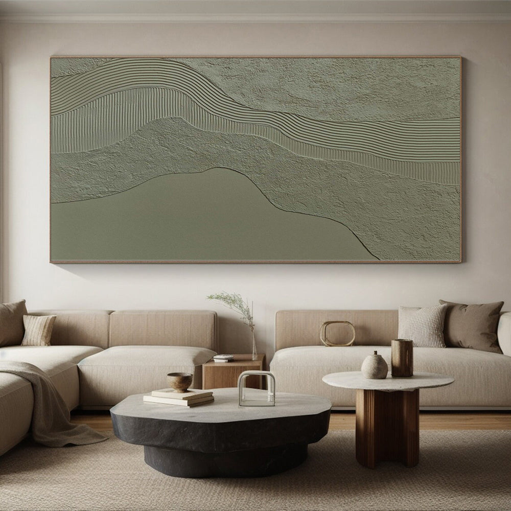 “Textured Wave - Line Abstract in Neutral Tones” - Minimalist Textured Painting On Canvas PS0253