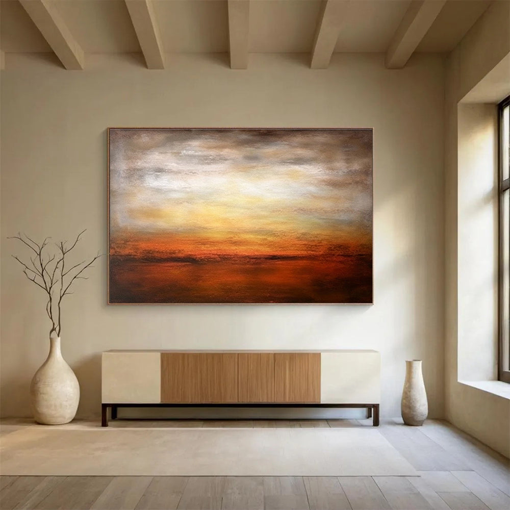 Warm Sunset Horizon - Gradient Landscape Painting On Canvas DKS343