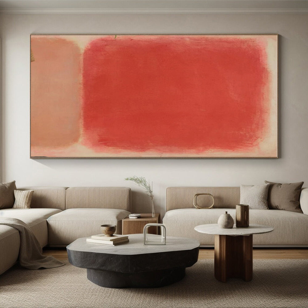 Soft Red and Pink Rectangles, "Blush Serenity" – Color Field Painting On Canvas PS0895