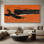 “Orange - Black Gestural” - Orange, Black Abstract Expressionist Painting PS0604
