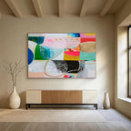 Color - Blocked Abstract with Curves Painting On Canvas DKS069