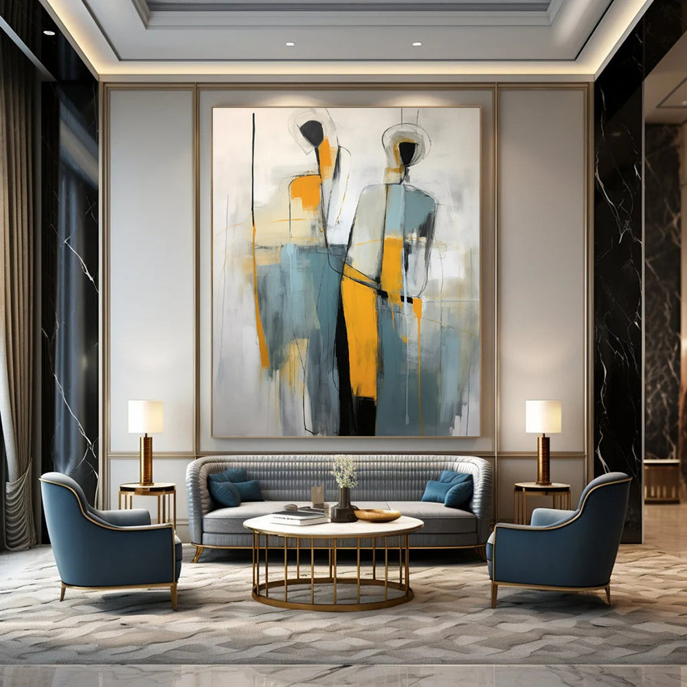 “Abstract Figure Duo” - Contemporary Abstract Painting On Canvas PT2232