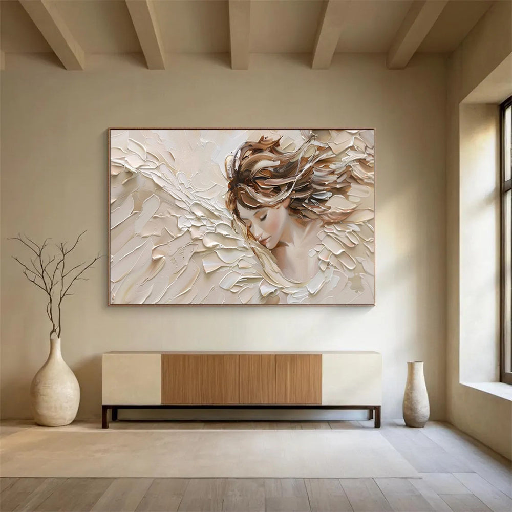 “Textured Angelic Figure” - Impasto Portrait Painting On Canvas DKS454