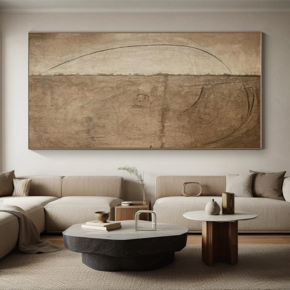 “Brown Line Sketches” - Brown Abstract Minimalist Drawing - Style Painting On Canvas PS0708