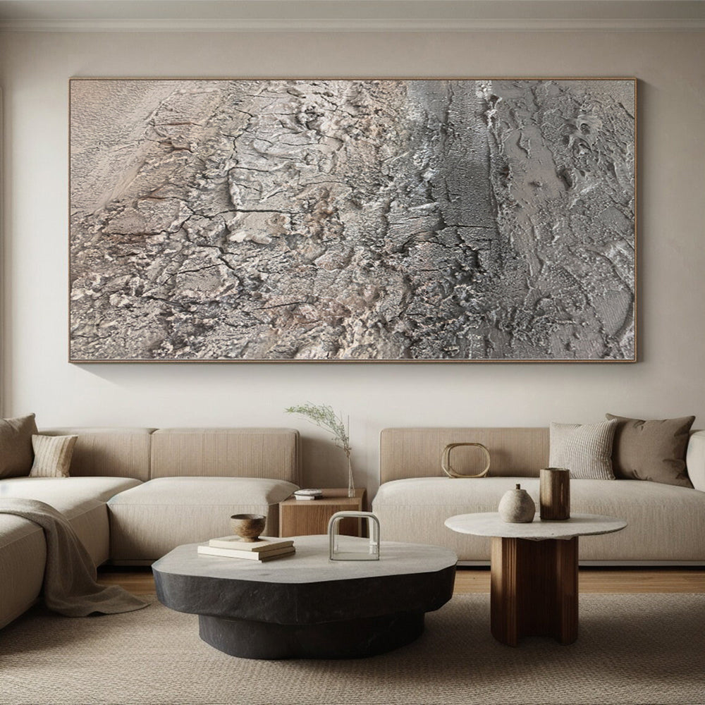 “Gray Textured Abstract” - Industrial Abstract Painting On Canvas PS0102