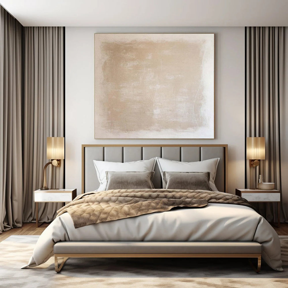 “Beige - White Textured Minimal” - Elegant Abstract Painting On Canvas PS0133