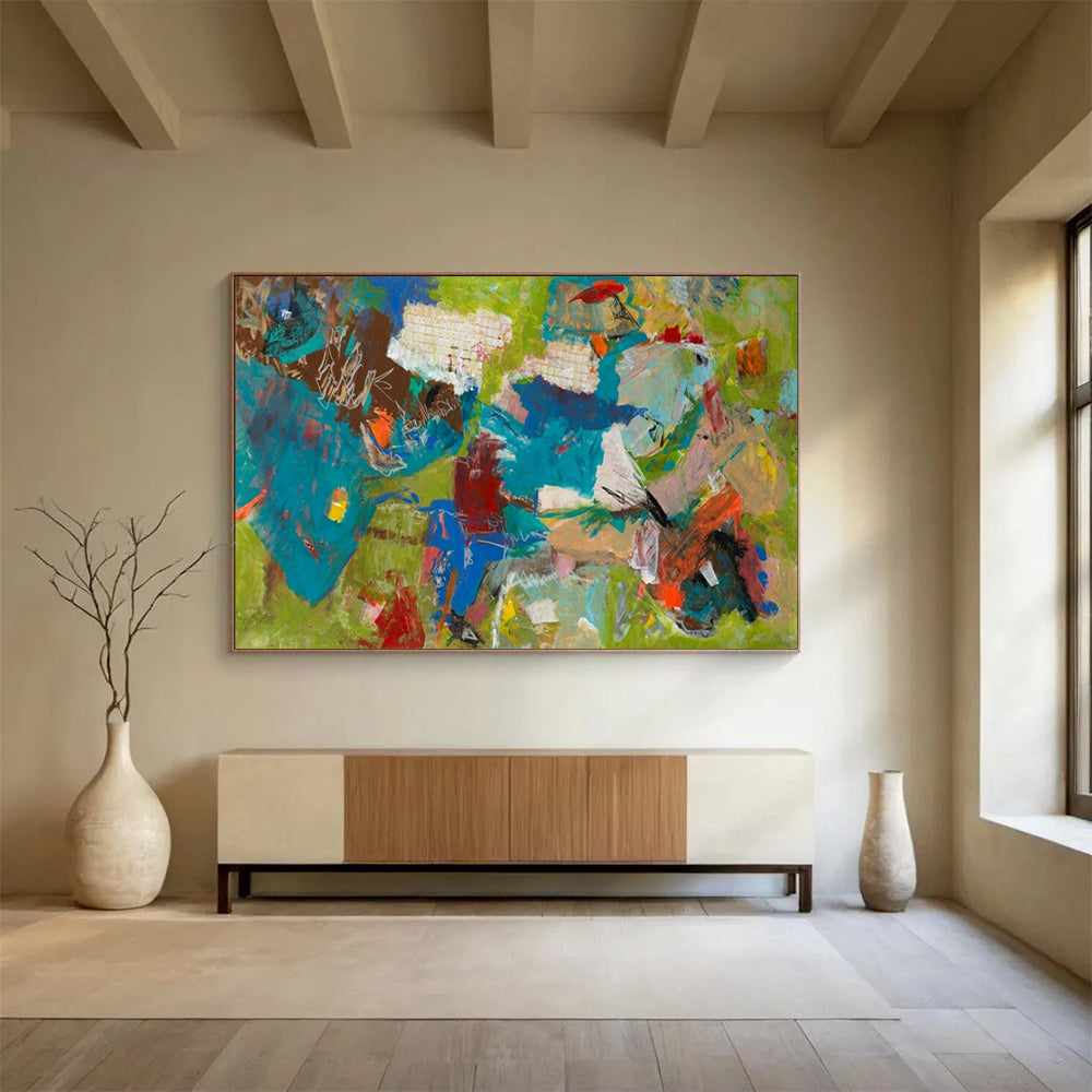 “Vibrant Chaos & Colorful Shapes” - Abstract Expressionist - Inspired Painting On Canvas PT1677