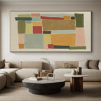 “Colorful Abstract Geometric Collage” - Cheerful Abstract Painting On Canvas PS0333