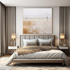 Beige, White with Two Figures "Dual Paths" Abstract Painting On Canvas PS1313