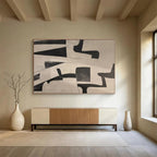 Black and White Geometric Abstract Painting On Canvas DKS085
