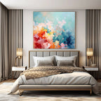 Colorful Patchwork, "Summer Mosaic" – Palette Knife Abstract Painting On Canvas PS1031