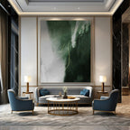 “Green - Grey Abstract with Gold Line” - Minimalist Abstract Painting On Canvas PT1209