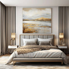 Gold, Beige, Gray with Landscape "Golden Horizons" Landscape Painting On Canvas PS1256