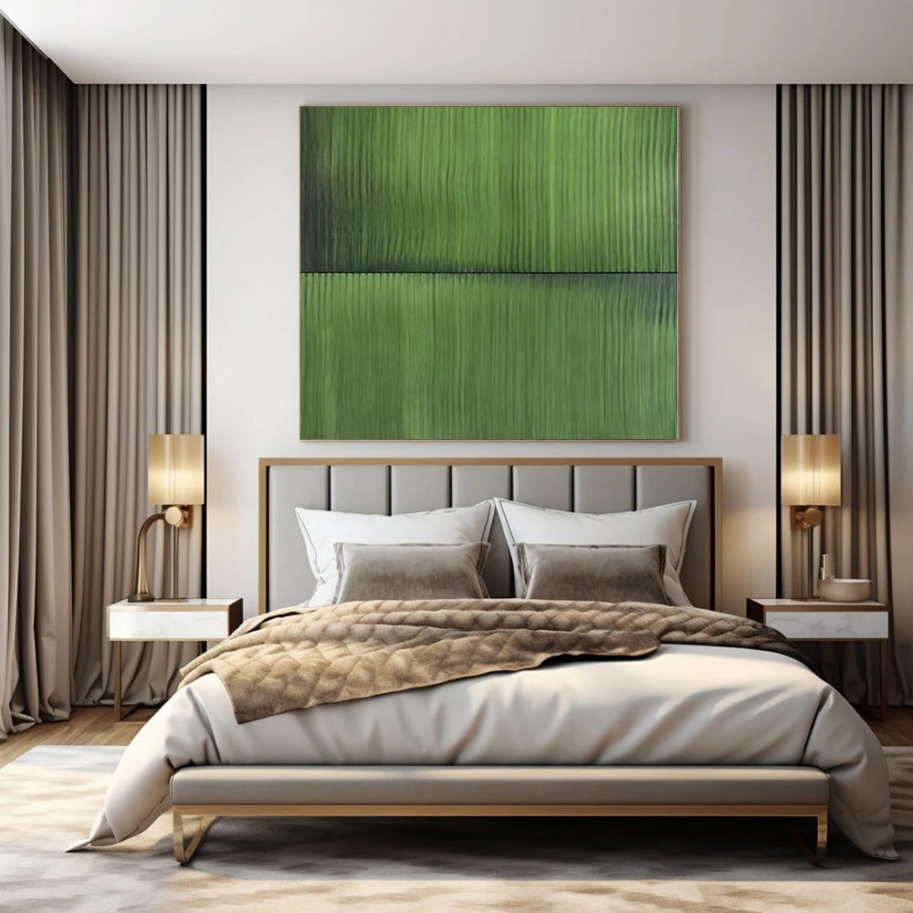 “Solid Green Serenity” - Minimalist Textured Painting On Canvas PS0197