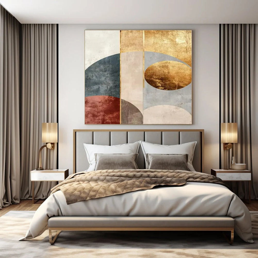 Gold and Earth - Toned Arches Echo - Repeated Geometric Abstract Painting On Canvas PS1247