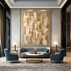 “Beige - Brown Abstract Shapes” - Abstract Geometric Painting On Canvas DS021