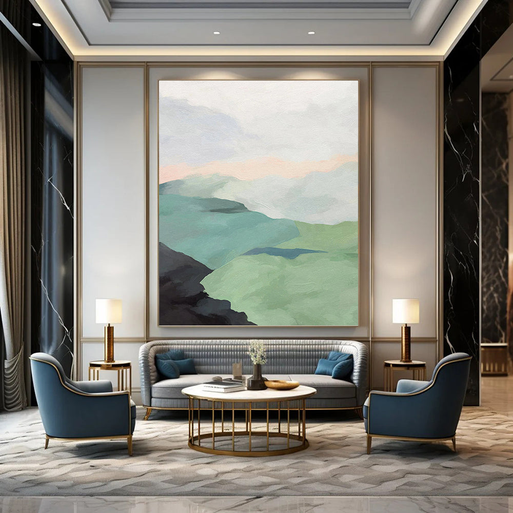 “Pastel Mountain Landscape” - Minimalist - Inspired Landscape Painting On Canvas PT1445