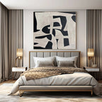 “Black - White Organic Geometric” - Artistic Abstract Painting On Canvas PS0132