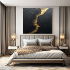 “Black - Gold Textured Abstract” - Luxe Abstract Painting On Canvas PS0167