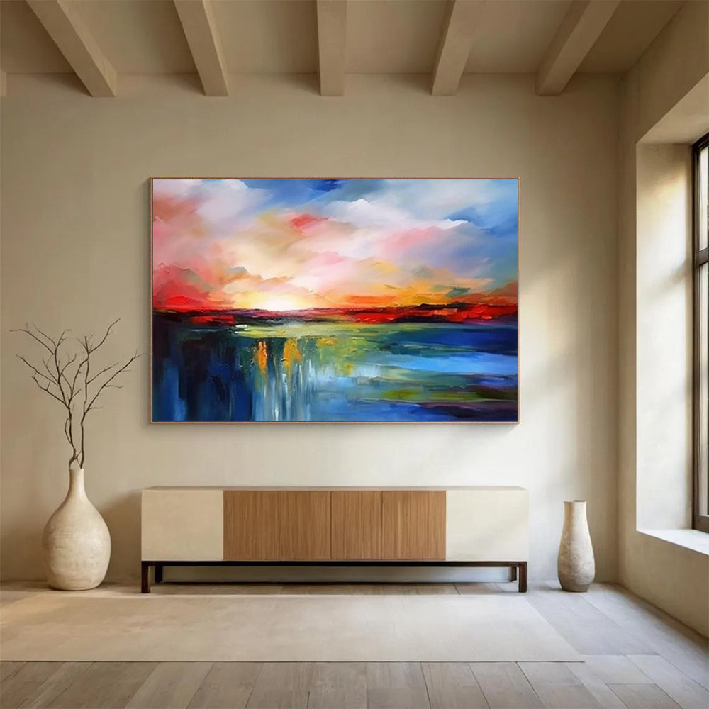 “Vibrant Waterfall Horizon” - Oil Painting, Landscape PT1596