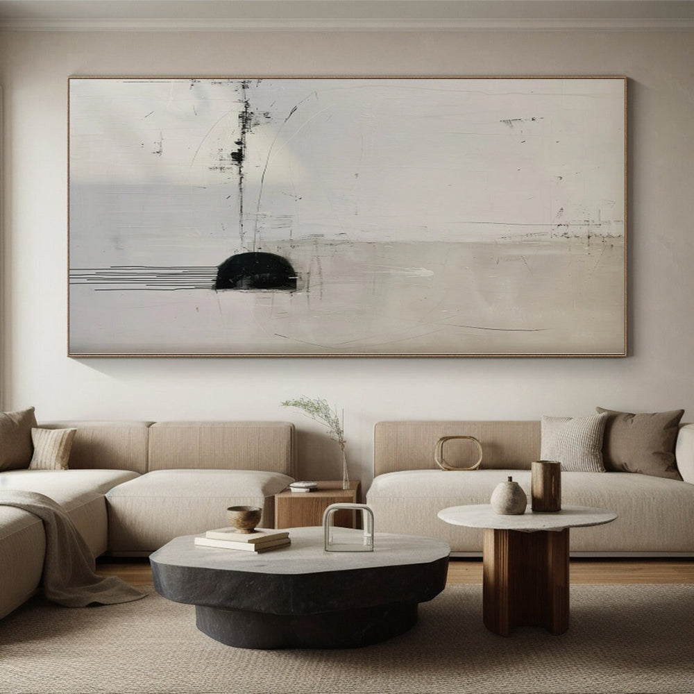 “Minimalist Black - White Dripping Abstract” - Minimalist Abstract Painting On Canvas PS0274