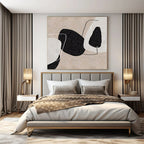 Beige, Black and White with Geometric Elements "Subtle Geometry" Abstract Painting On Canvas PS1121