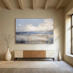 Muted Blue Seaside - Calming Seascape Painting On Canvas DKS337