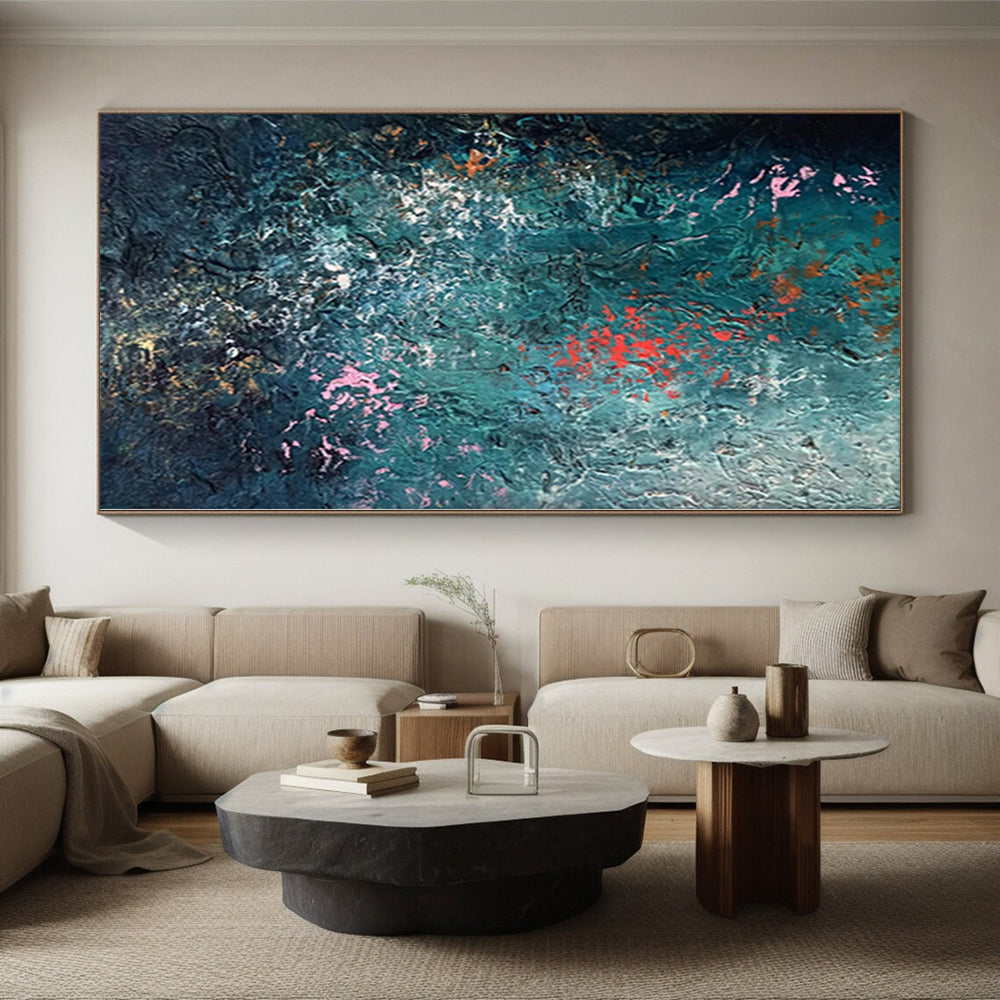 “Teal - Toned Textured Abstract” - Abstract Impasto Painting On Canvas PS0002