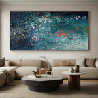 “Teal - Toned Textured Abstract” - Abstract Impasto Painting On Canvas PS0002