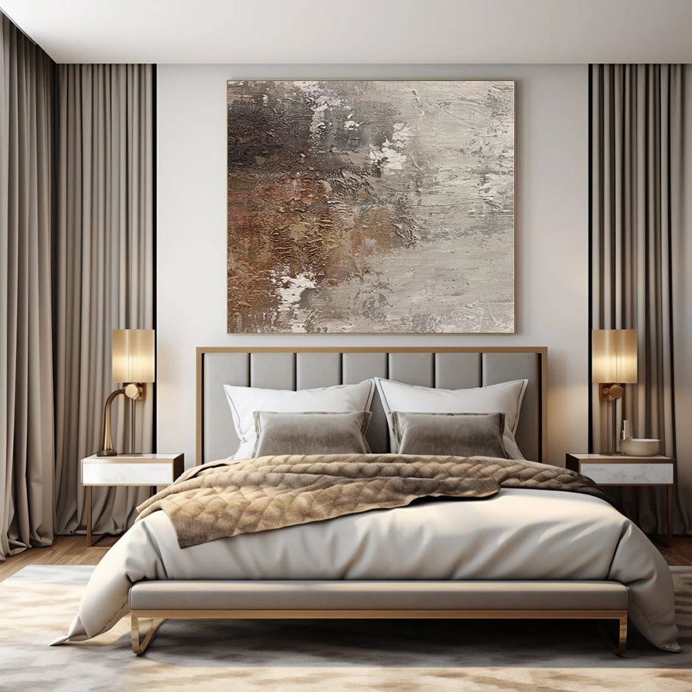 “Gray - Brown Textured Abstract” - Rustic Abstract Painting On Canvas PS0116