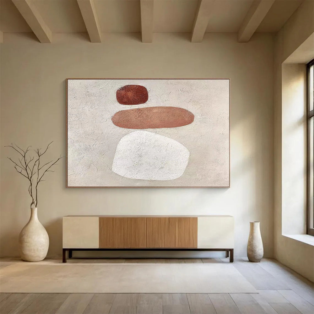 “Earth - Toned Minimalist Abstract” - Minimalist Abstract Painting, Suitable for Meditation Room & Hallway DKS594