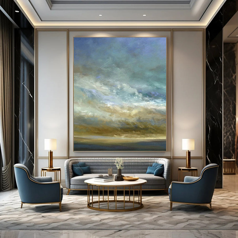 “Sky and Sea: Soft Tones Landscape” - Serene Impressionistic Art On Canvas PT0953