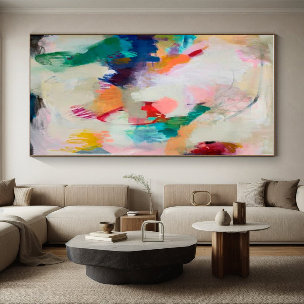 “Colorful Abstract Fusion” - Multicolor, Light - colored Abstract Expressionist Painting PS0597
