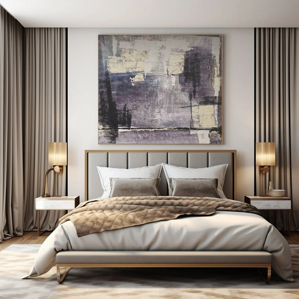 “Purple - Toned Abstract” - Moody Abstract Painting On Canvas PS0106