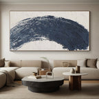 “Bold Blue Textured Stroke” - Blue, White Abstract Minimalist Painting On Canvas PS0680