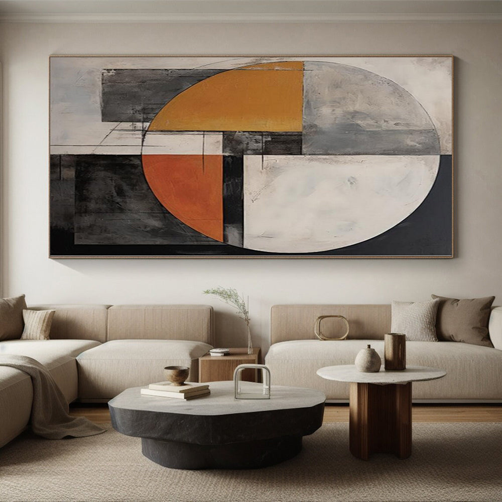 “Circular Geometric Abstract in Warm Tones” - Geometric Abstract Painting On Canvas PS0247