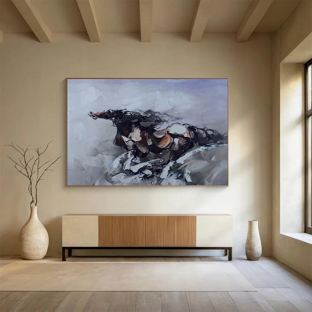 “Grey - Brown Galloping Energy” Painting On Canvas DKS306