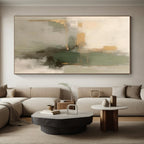 “Green - Gold - Gray Abstract Fusion” - Green, Gold, Gray Abstract Painting On Canvas PS0524