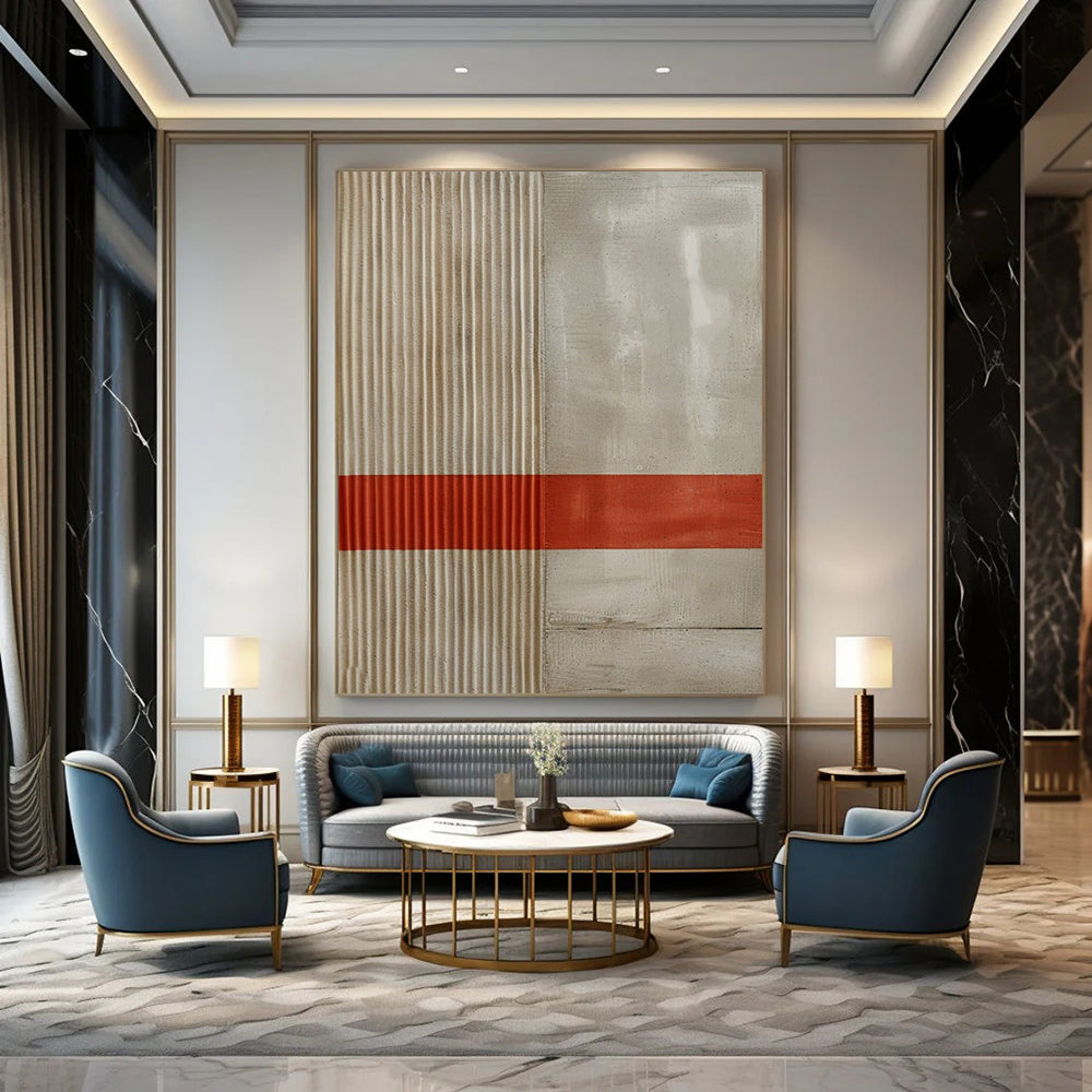“Beige - Gray Minimalist Lines” - Minimalist Abstract Painting On Canvas DS007