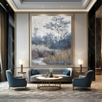 “Misty Forest Blues” - Cool Tones, Woodland Scene Painting On Canvas PT1458