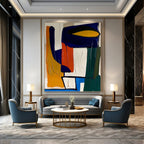 “Bold Color Block Composition” - Abstract Expressionist Painting On Canvas PT1187
