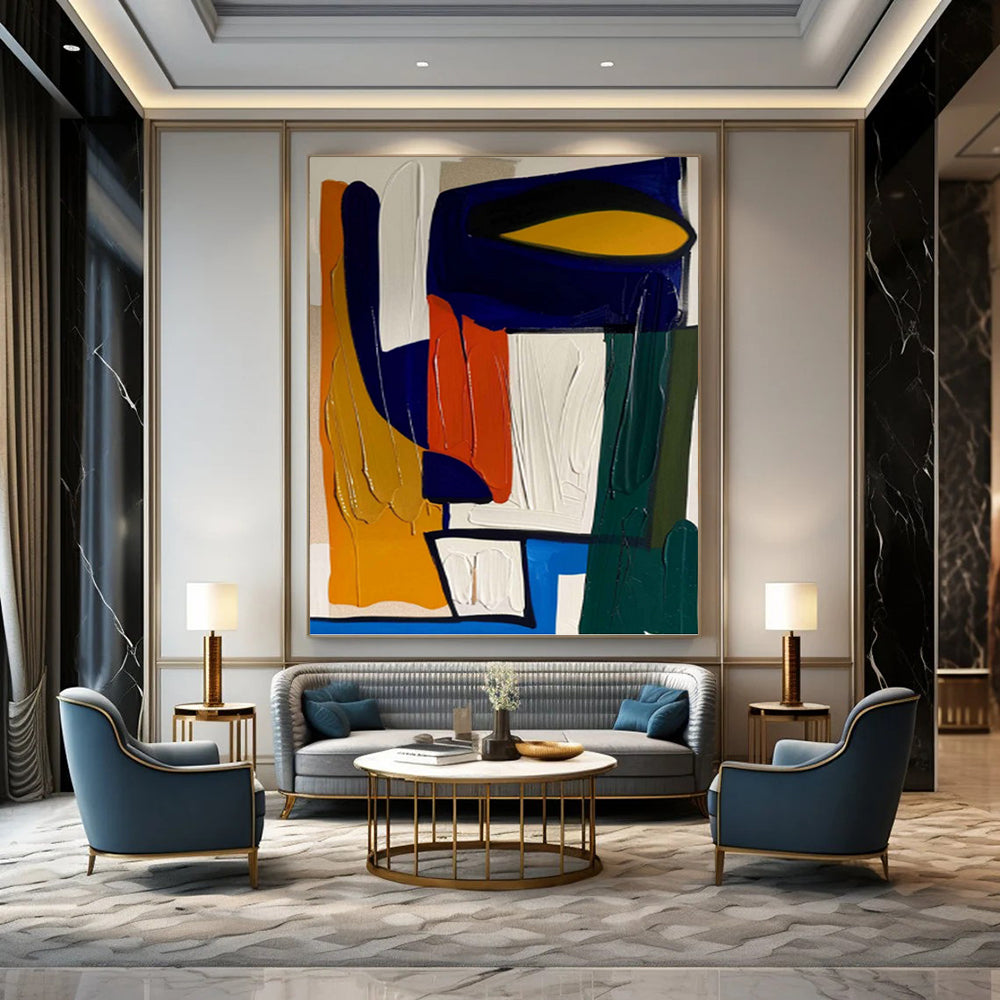 “Bold Color Block Composition” - Abstract Expressionist Painting On Canvas PT1187