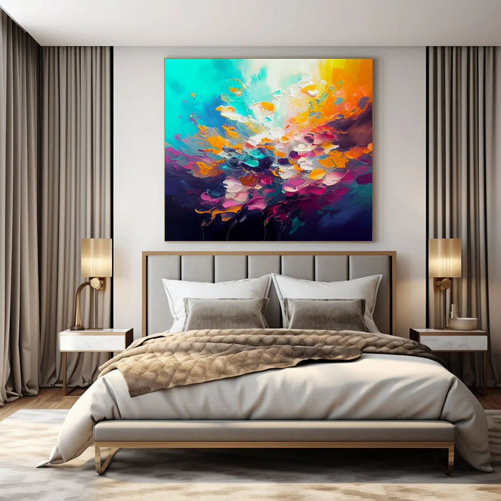 Explosive Color Burst, "Rainbow Eruption" – Abstract Expressionist Painting On Canvas PS0918
