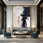 “Black, White, and Red Abstract Fusion” - Abstract Expressionist Painting On Canvas PT2366