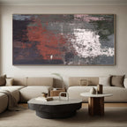 “Gray & Red Textured Abstract” - Textured Abstract Painting On Canvas PS0419