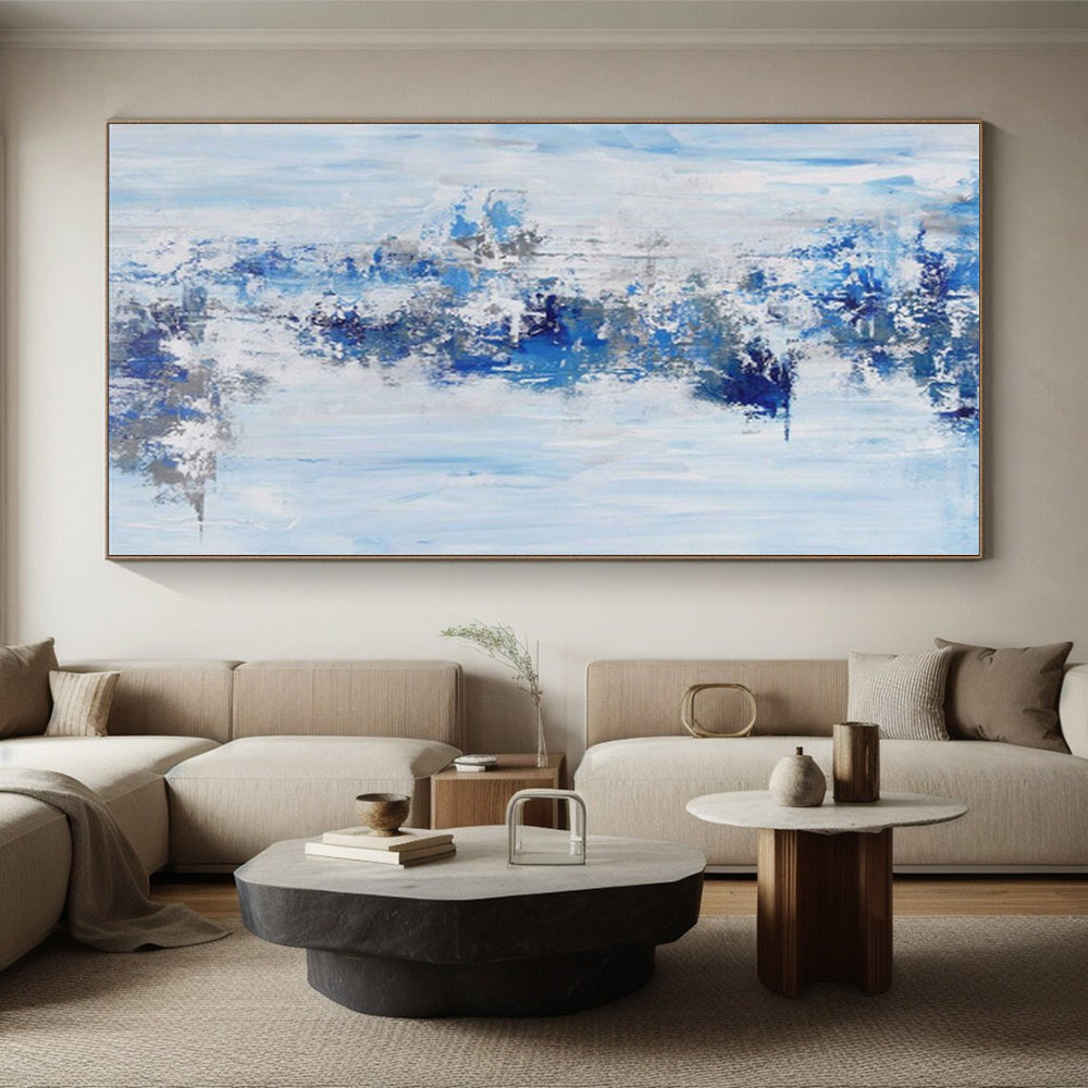 “Blue - Gray Abstract” - Contemporary Abstract Painting On Canvas PS0072