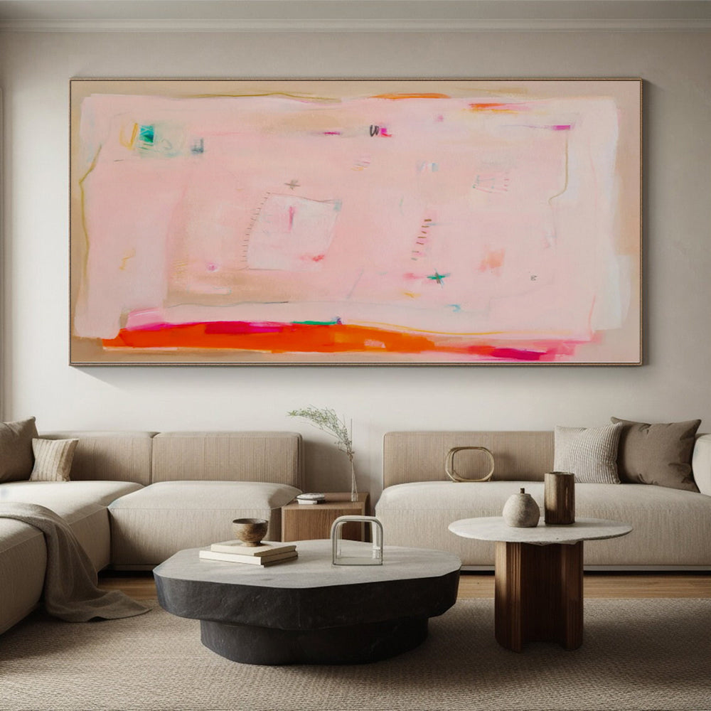 “Pastel Pink Abstract” - Soft Abstract Painting On Canvas PS0078